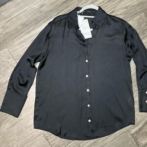 Zara - basic black satin shirt